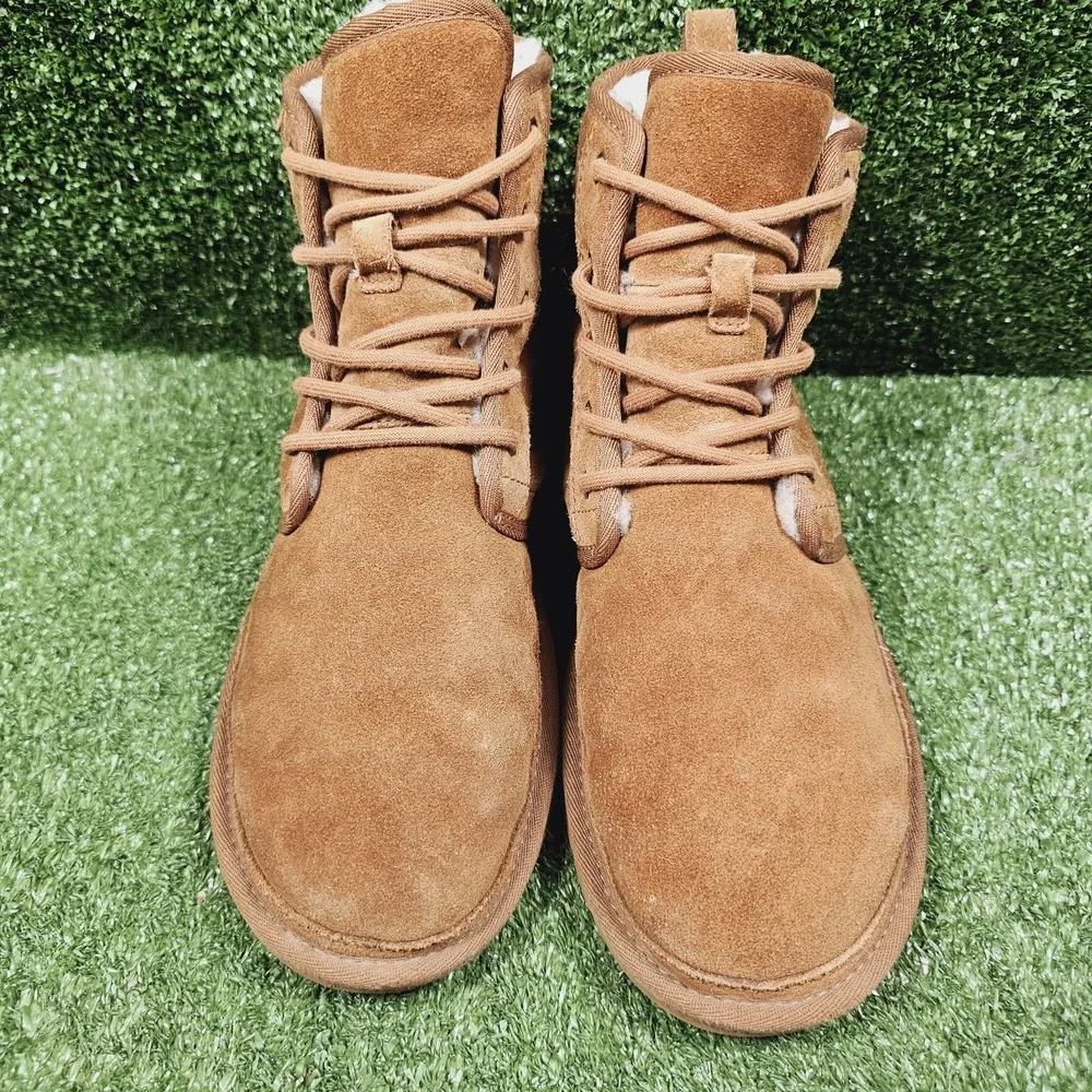 UGG Harkley 1016472 Brown‎ Suede Wool Lined Ankle Comfort Boots Mens Size 9